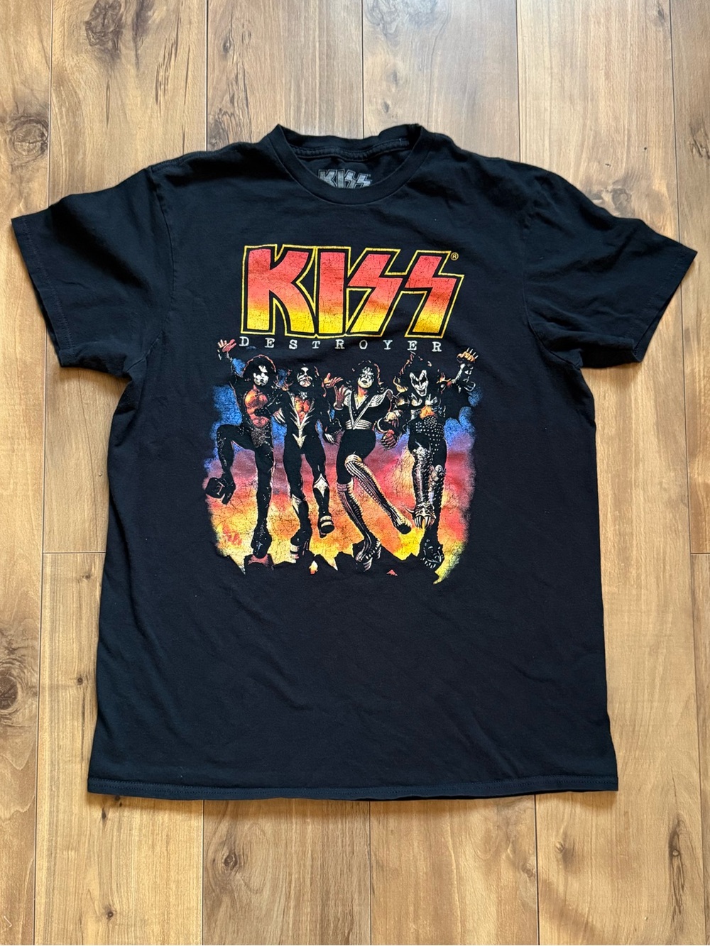 Kiss Destroyer Graphic Tee in Black with Red and Yellow Logo
